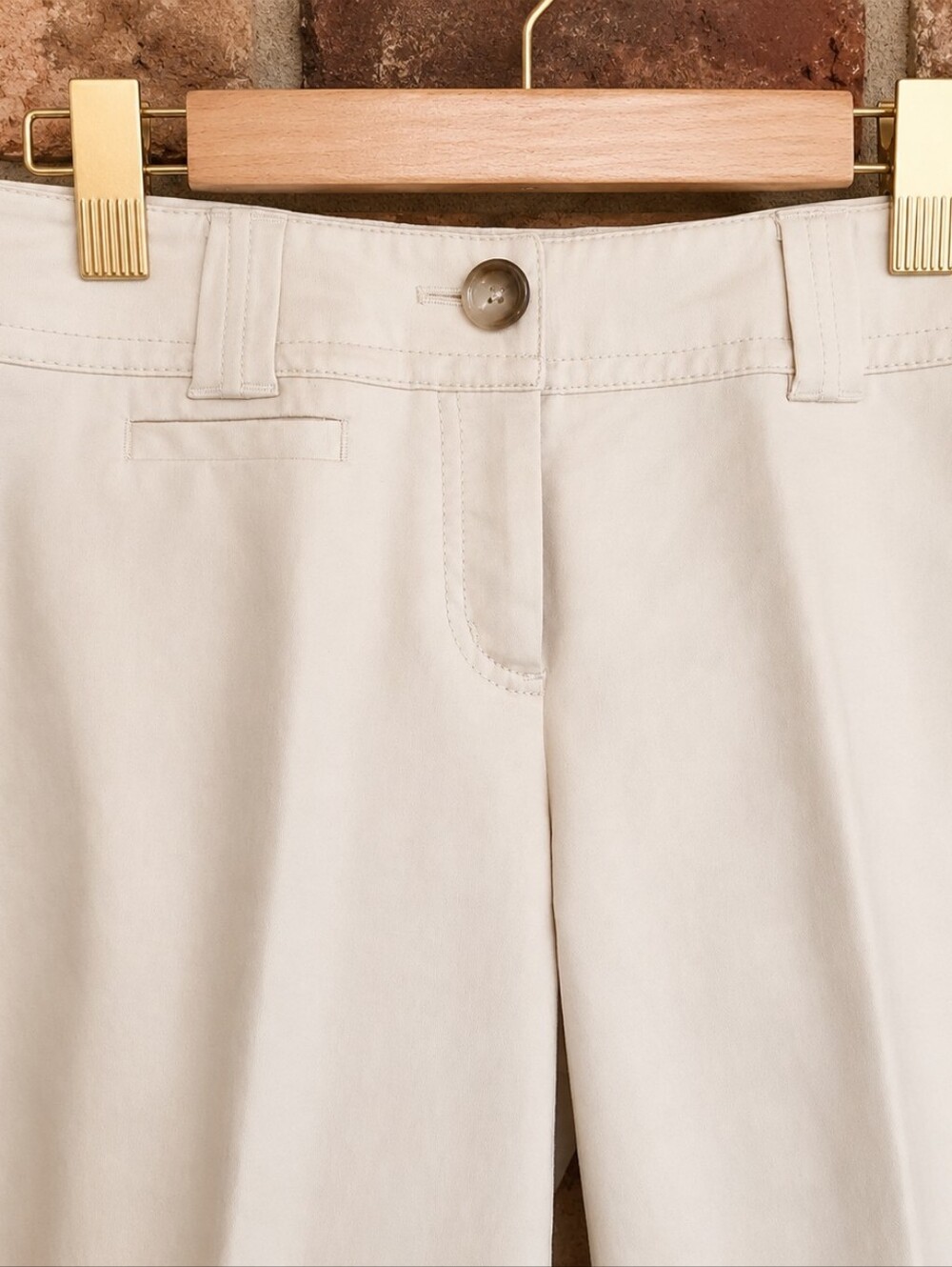 Ann Taylor Cream Tailored Bermuda Shorts - Cuffed Knee-Length - Picture 8 of 10